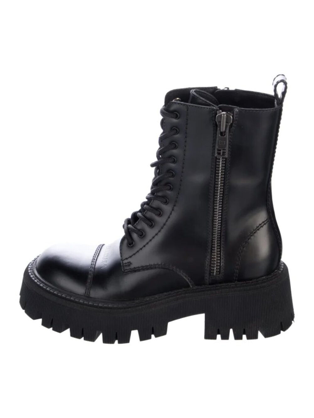 Balenciaga Tractor 20mm Lace-Up Leather Combat Boots Black 36 Fits 7